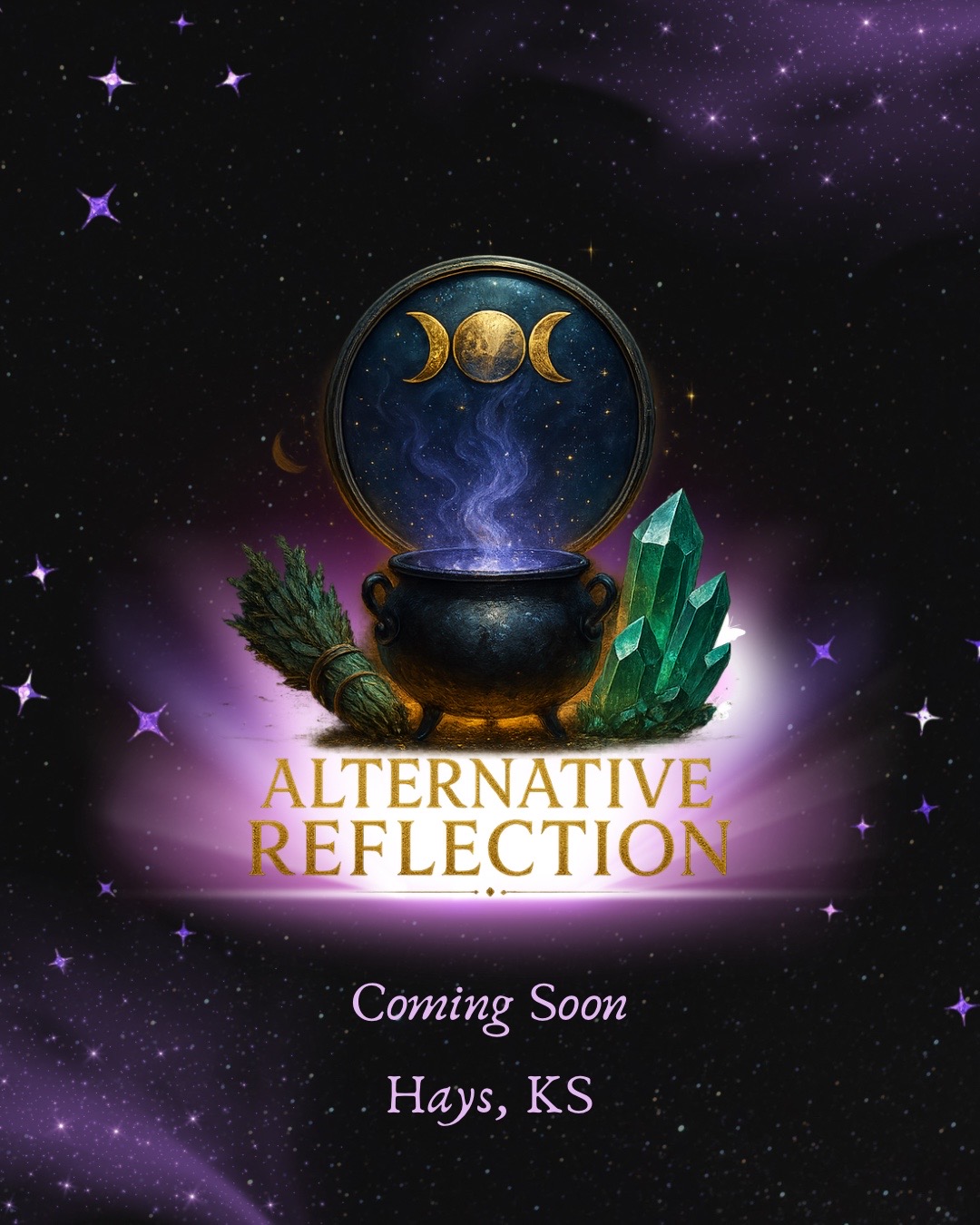 Alternative Reflection cauldron, crystals and triple moon